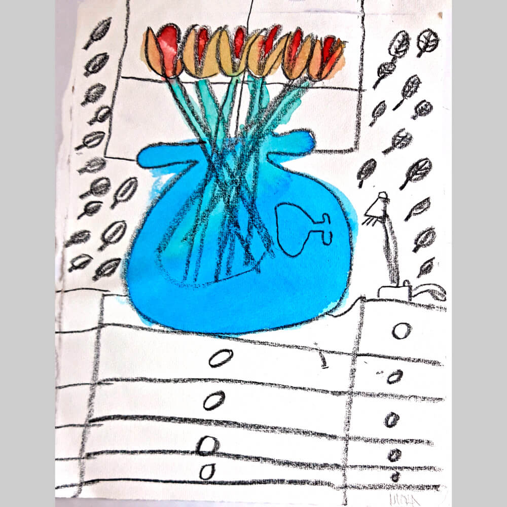 Monatsidee März - Tulpenbild: Mit Aquarell gemalt. Idee von Malen mit Marlies, Fanas (Graubünden)